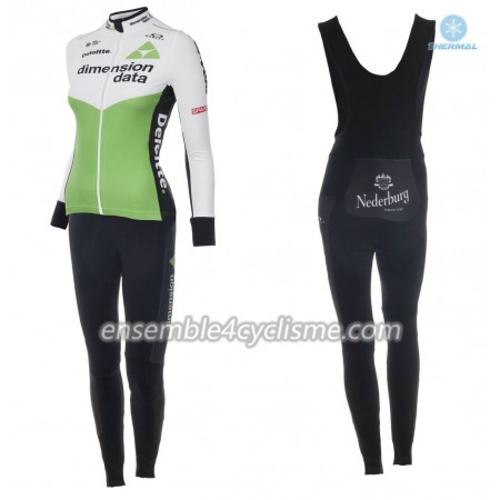 Tenue Maillot M/L + Collant à Bretelles 2018 Dimension Data Femme Hiver Thermal Fleece N001